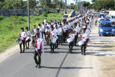 The Guyana Conference of Seventh Day Adventists yesterday made a statement against violence against women and children with a march from the National Park on Thomas Lands to the D’Urban Park on Homestretch Avenue where a rally was held. In photo is a section of the hundreds of Adventists who participated. (Photo by Keno George)
