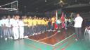 Some of the teams participating in the Caribbean junior, cadet table tennis championships on parade at the Cliff Anderson Sports Hall, yesterday.(A Clairmonte Marcus photo)