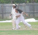 Player-of- the- Match, Essequibo’s Olivia ‘O’ Selmo,  in action against Berbice during the GCB’s senior women’s inter- county cricket competition at the Lusignan Community Centre ground,yesterday( Photo by  Lawrence Fanfair).