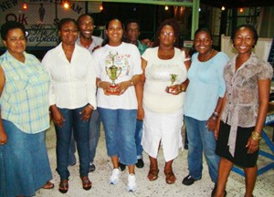 The victorious Central Housing and Planning Authority female domines team which won the three-way aggregate series  from Banks DIH and Geology and Mines female teams.