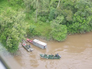 Members of the Joint Services in boats at one of the sites where the marijuana fields were found. (Photo courtesy of the Joint Services)