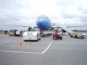 Roraima Airways ground handling equipment at CJIA, Timehri