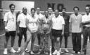 The prize winners at the conclusion of the Guyana Badminton Association doubles tournament which concluded on Friday at the Cliff Anderson Sports Hall.