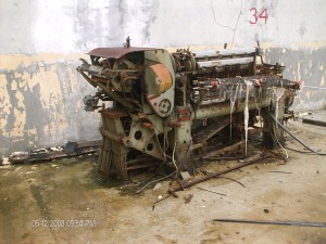 Shown is one of the unserviceable textile machines at the Sanata complex. This was among numerous pieces of equipment to be leased by the Government for the resuscitation of the textile industry in Guyana. (Photo by Johann Earle) (See story on page 9)