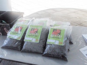 Bloom Zoom: Organic Fertilizer produced by the St. Stanislaus College Farm on display at the Regional Agriculture Investment Forum, at the International Convention Centre, Liliendaal last week.  