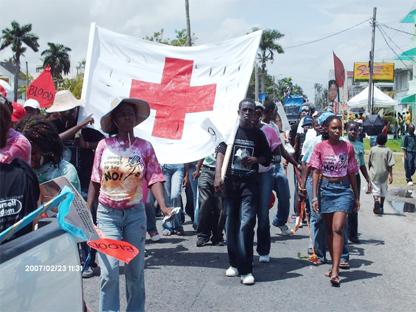 Red Cross volunteers participating in the Mashramani float parade in February this year.