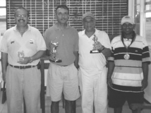 Winner Ronald Bulkhan (second from right) with other top performers Imran Khan (extreme right), Robert Hanoman (second from left) and Jorge Medina (left)  