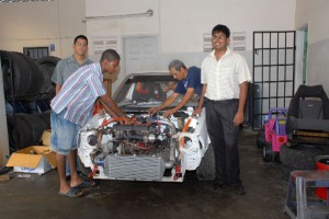 Group 2B driver Vishal Sawh & Rookie Vinu Sawh pose with their Starlet for this Sunday’s race.