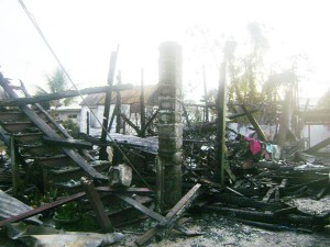 The destroyed building. 