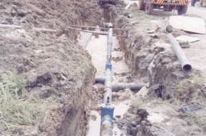 Installation of pipe fittings under the ongoing water supply upgrading project