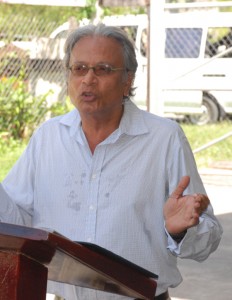 Dr Rupert Roopnaraine addressing the camp yesterday