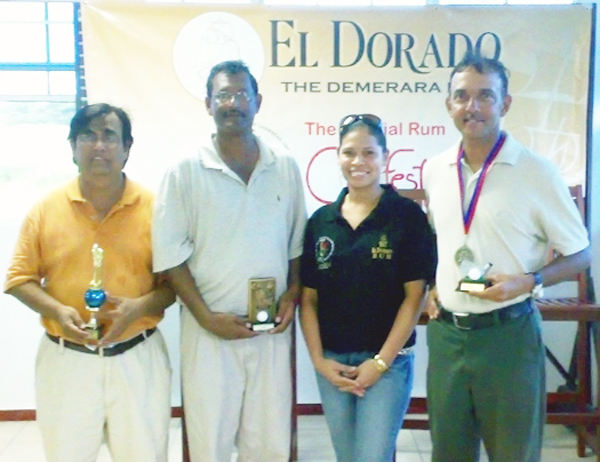 From left to right - Esau Shamsudeen (3rd place), Patrick Prashad (winner), DDL Brand Manager Maria Munroe and Ronald Bulkan (second place).