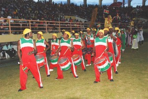 A Suriname band leads the large contingent from that country in the ‘parade of nations.’