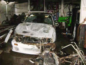 Ruined: This was all that was left of the BMW after the fire.