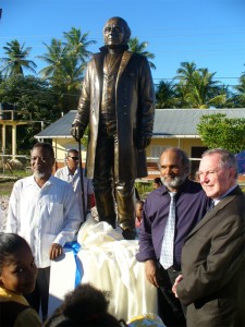 Prime Minister Samuel Hinds with British High Commissioner Charles Court and Clyde Duncan, President of GCAGBC.