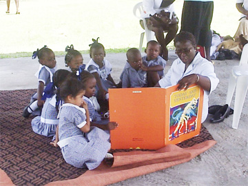East Street Nursery children engrossed in a “shared reading” session hosted in honour of International Literacy Day yesterday.   