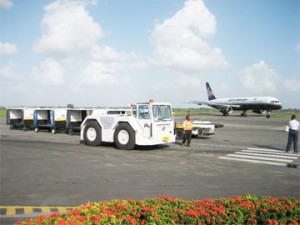 Vulnerable: Aircraft and equipment on the ground at the Cheddi Jagan International Airport, Timehri