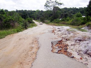 A portion of the road from Bartica to the airstrip.  