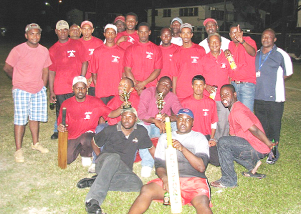 Members of the victorious Banks DIH Ltd cricket team. 