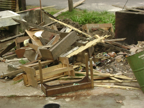 Debris in the school yard of the St. Stephen’s Primary School on Tuesday.
