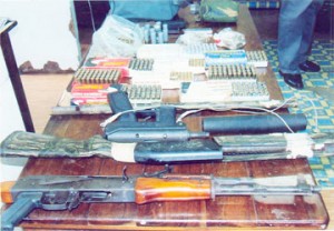 The weapons and ammo found. (Police photo)