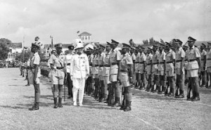 Governor General Richard Luyt inspects the Volunteer Force's final parade in May 1966