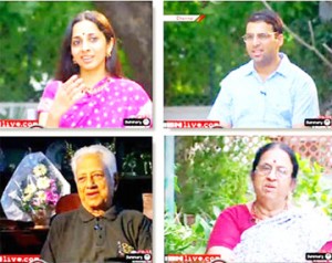 (From left, clockwise) Aruna, Anand’s wife and manager; Anand; Susheela, Anand’s mother; Viswanathan, Anand’s father.