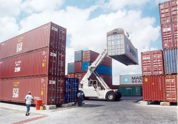Off loading cargo in Georgetown