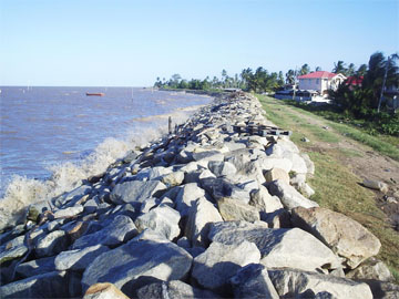 A portion of seawall at Hague, West Coast Demerara, which was rehabilitated under the 8th EDF and handed over yesterday.    