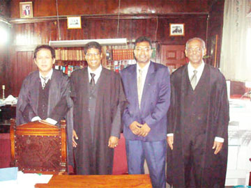 From left: Acting Chief Justice Ian Chang, Attorney-at-law Neil Persram, Attorney-at-law Khemraj Ramjattan and Senior Counsel Ralph Ramkarran