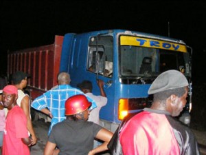 The truck that was involved in the smash-up