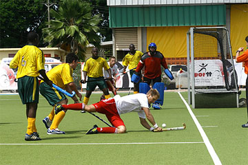  Action between Guyana’s National U-21 team and Canada.