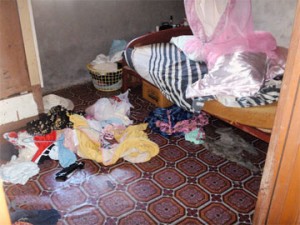Budhia’s ransacked room.   