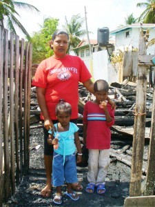 Owner of the house at Rose Hall, Kaneeza and her children who were rescued from the blaze.