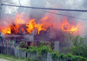  The house at Rose Hall up in flames 
