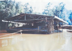 A gold dredge in operation. Gold continues to be vital to trade relations between Guyana and Canada.