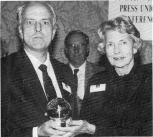 Stabroek News Editor in Chief and Chairman of the Board of Directors David de Caires (left) receiving the Astor Award from Lady Astor in Edinburgh in 1992. This prestigious award - one of the oldest in this category - was created in memory of Lord Astor of Hever, for many years the President of the Commonwealth Press Union. It is awarded biennially to an individual considered to have made an outstanding contribution to press freedom or for his/her distinguished service to the Commonwealth newspaper industry. 