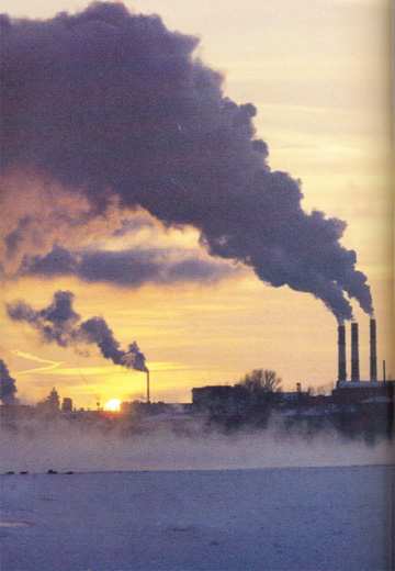 Chimneys billowing out industrial pollution into the air. (Muxan-UNEP/Still Pictures)
