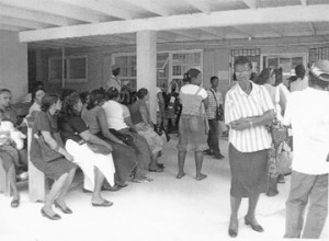 Waiting: Patients waiting to see the doctor at the Outpatient Department, Georgetown Public Hospital. 