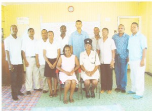 Police officers on the Special Prosecutors’ Course pose for a photo along with Course Coordinator, Assistant Superintendent Ingrid Wiltshire (in uniform) and Lecturer Coreen Jacobs-Chester of the University of Guyana.