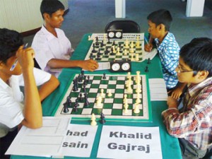 Some Juniors concentrate on their games at the National Chess Championships which continue today at the King’s Plaza Hotel in Main St.  