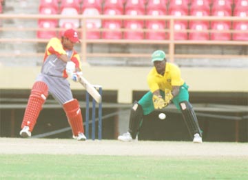  Sunil Dhaniram on the go during his innings of 53. (Lawrence Fanfair photo)  