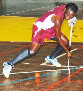 International hockey star Kwan Browne in action last Thursday at the Cliff Anderson Sports Hall (Lawrence Fanfare photo)