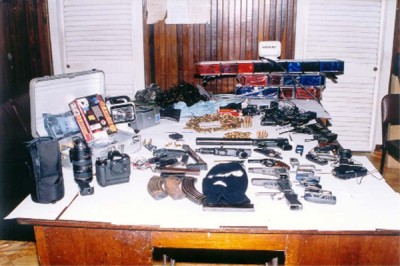 Cache discovered by the police in a raid in Bel Air during the troubles.