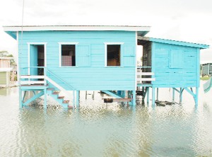 The houses surrounded by water 