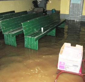 A section of the flooded Ithaca Health Centre on Monday evening  