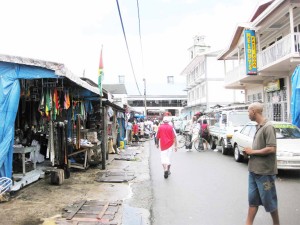 A section of the busy Pitt St., NA that has changed after being gutted a few years ago. At centre of photo is the NA Town Council.  