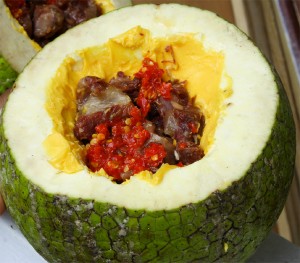 Stuffed Breadfruit for roasting. (Photo by Cynthia Nelson) 