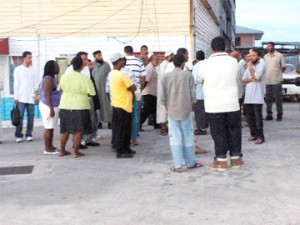Relatives and friends of the Khan family gathered in the compound of the GPHC yesterday afternoon. 