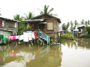 Floodwaters have risen again in Dochfour. This is a flooded section of the community’s heart.  